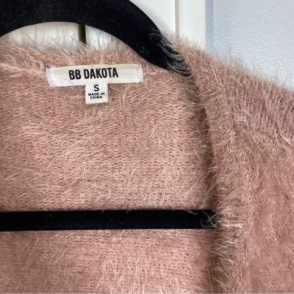 BB Dakota Pink Lovefool Eyelash Duster Open Front Long Cardigan Sweater evereve - Picture 3 of 10